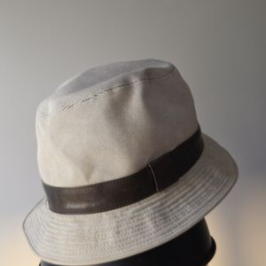 Authentic HERMES Bucket Hat Beige/brown Cotton/leather Women No Box Size 60